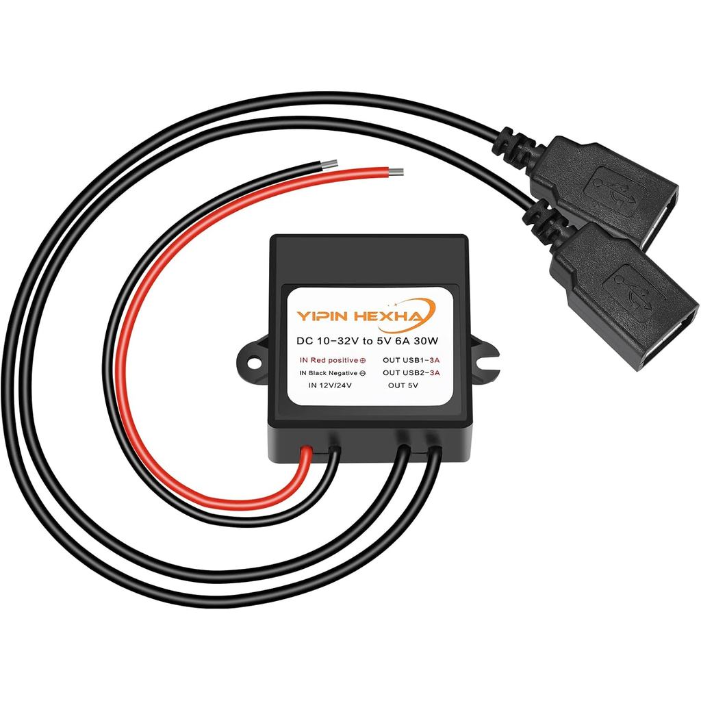 DC Converter 12V 24V to 5V 6A 30W Dual USB Female DC DC Buck Converter Power Adapter Step Down Modul