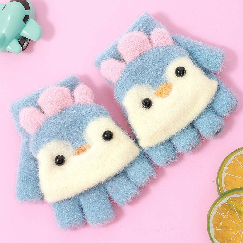 Autumn and Winter Children's Penguin Children's Warm Gloves Winter Cartoon Cute Dopamine Five Finger