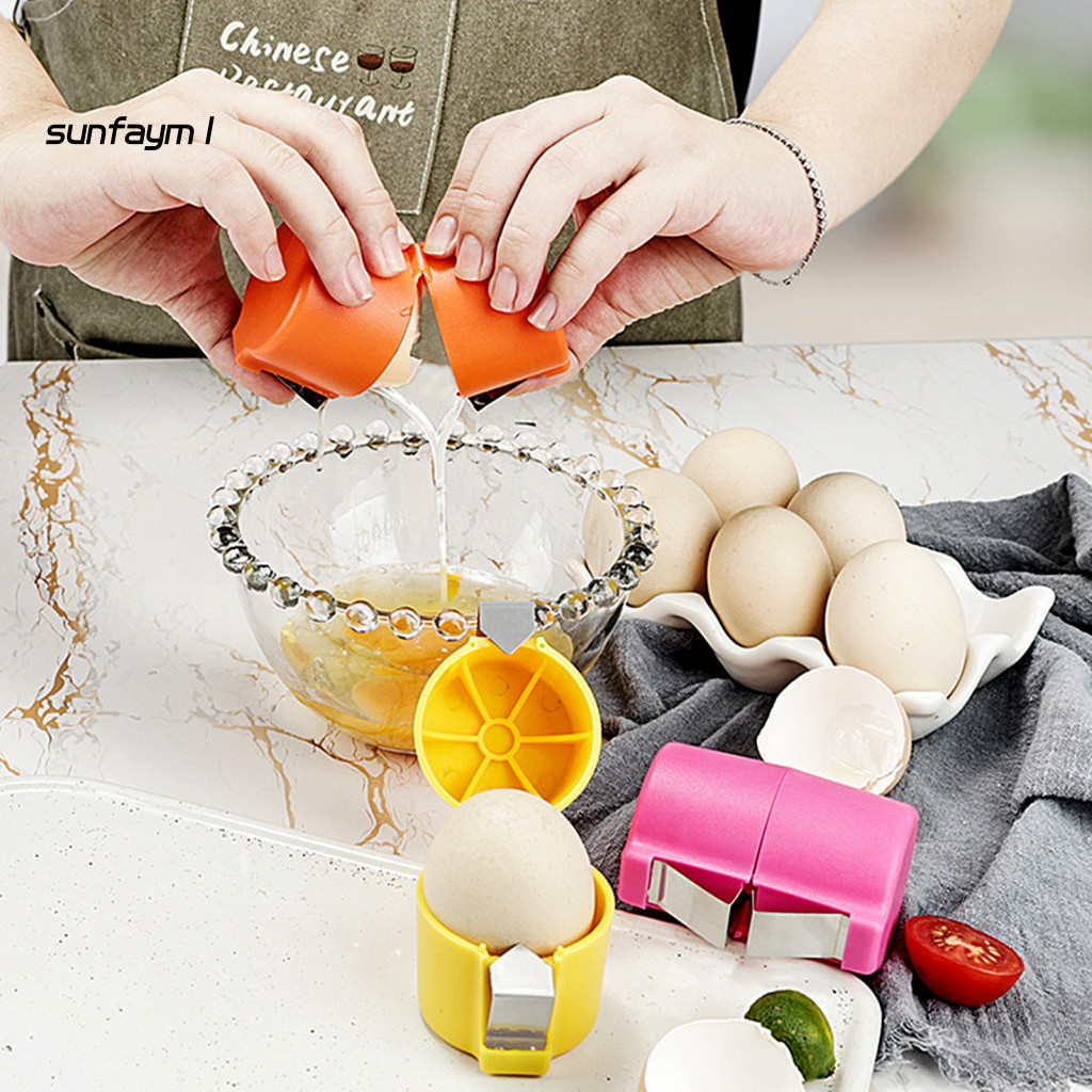 SUNFA ทนทาน Egg Cracker Egg Cracker Separator Handheld Egg Cracker เครื่องมือสําหรับกําจัดเปลือกไข่ง