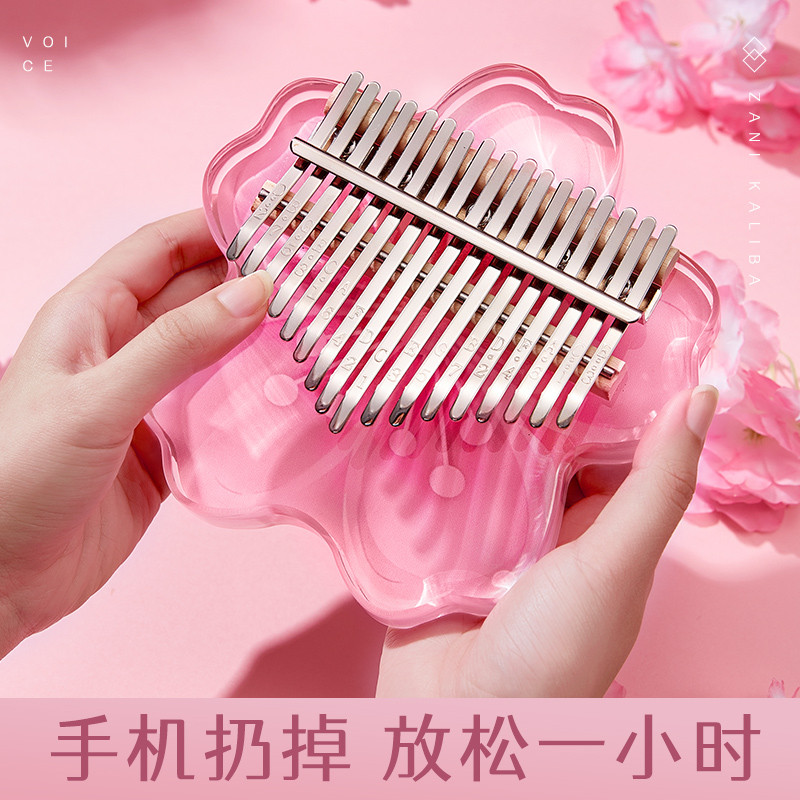 21-Tone เปียโนนิ้วหัวแม่มือ Kalimba เริ่มต้นเริ่มต้นห้านิ้วหญิงเปียโนนิ้วหัวแม่มือสาว 17-Tone ดนตรีแ