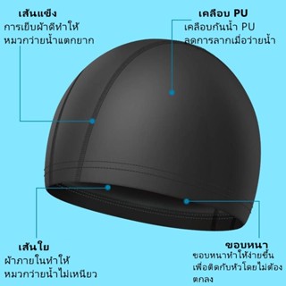 หมวกว่ายน้ำกันน้ำได้ หมวกใส่ว่ายน้ำ ใส่ได้ทั้งชายและหญิง (สำ…