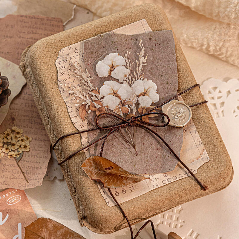 WEI 10 ชิ้น [Reed Whisper Series] สติกเกอร์ PET สีชมพู Dye Reed Chestnut Field Marsh Retro สไตล์ฉากตกแต่งภูมิทัศน์สําหรับ Scrapbooking Journal Planner เครื่องเขียน - รูปที่ 5