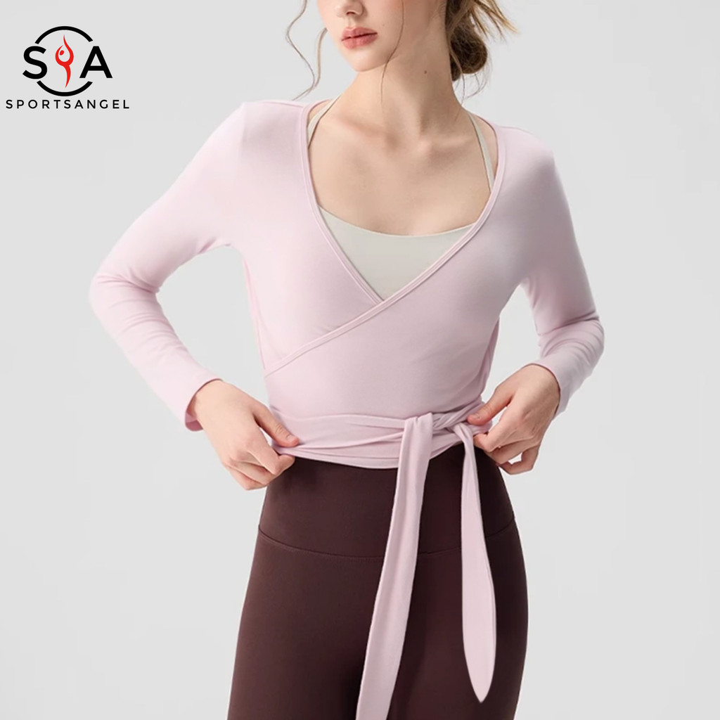 สปอร์ตแองเจิลผู้หญิง ดีไซน์ลึก ระบายอากาศดี เหมาะสำหรับโยคะ เต้นรำ พิลาทิส