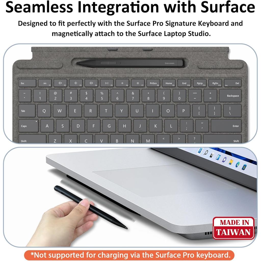 Slim Pen 2 for Copilot+ PC Surface Pro 11, Made in Taiwan, Compatible with Surface Pro 11/10/9/8 & L