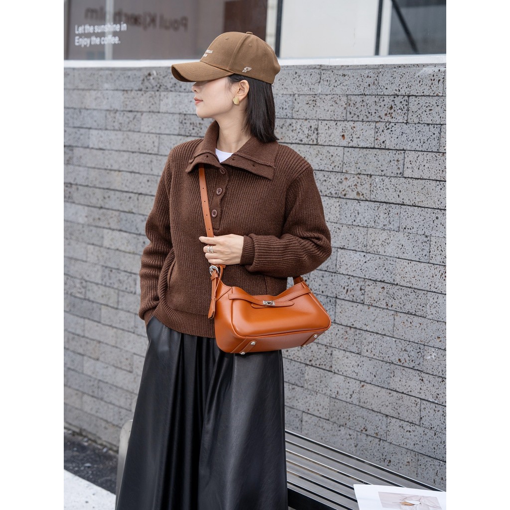 กระเป๋าสุภาพสตรี Susan Xu สไตล์Kelly หนังวัวแท้ พร้อมส่ง