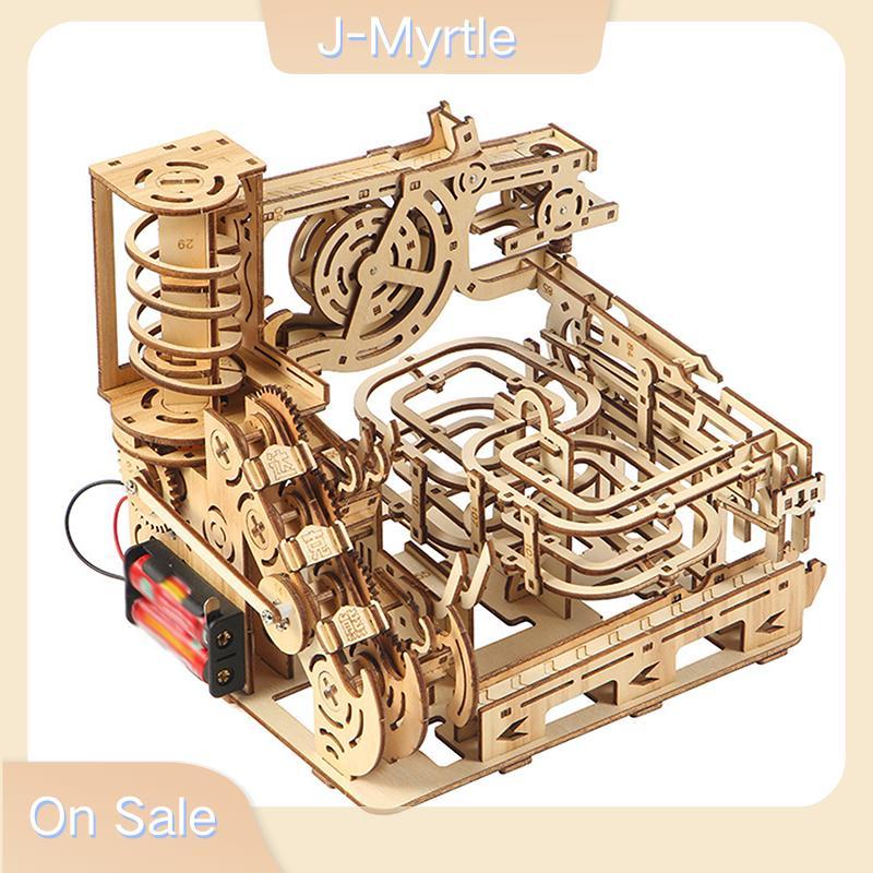 J-Myrtle 1 ชุด Run Kit 3D ไม้เกลียว Plank แผนที่ปริศนาไฟฟ้า Track Mechanical รุ่นวิทยาศาสตร์เขาวงกตของขวัญสําหรับเด็ก