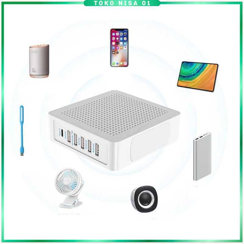 USB Hub Charger 10 Multi Port Type C 5V/10A 60W EU Plug - YC-A22