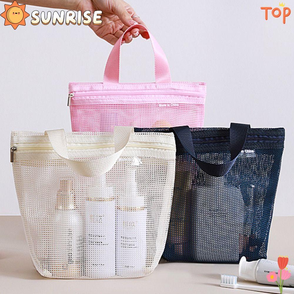 SUNRISE Storage Hadbag, Portable Reuse Mesh Toiletry Bag, กระเป๋าเก็บชุดชั้นในแบบใสความจุขนาดใหญ่