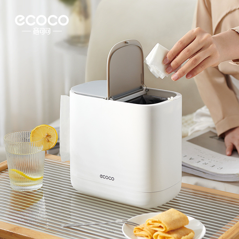 [COD]ecoco Tissue Box High-end Cream Style Multi-functional Tissue Box ถังขยะ 2-in-1