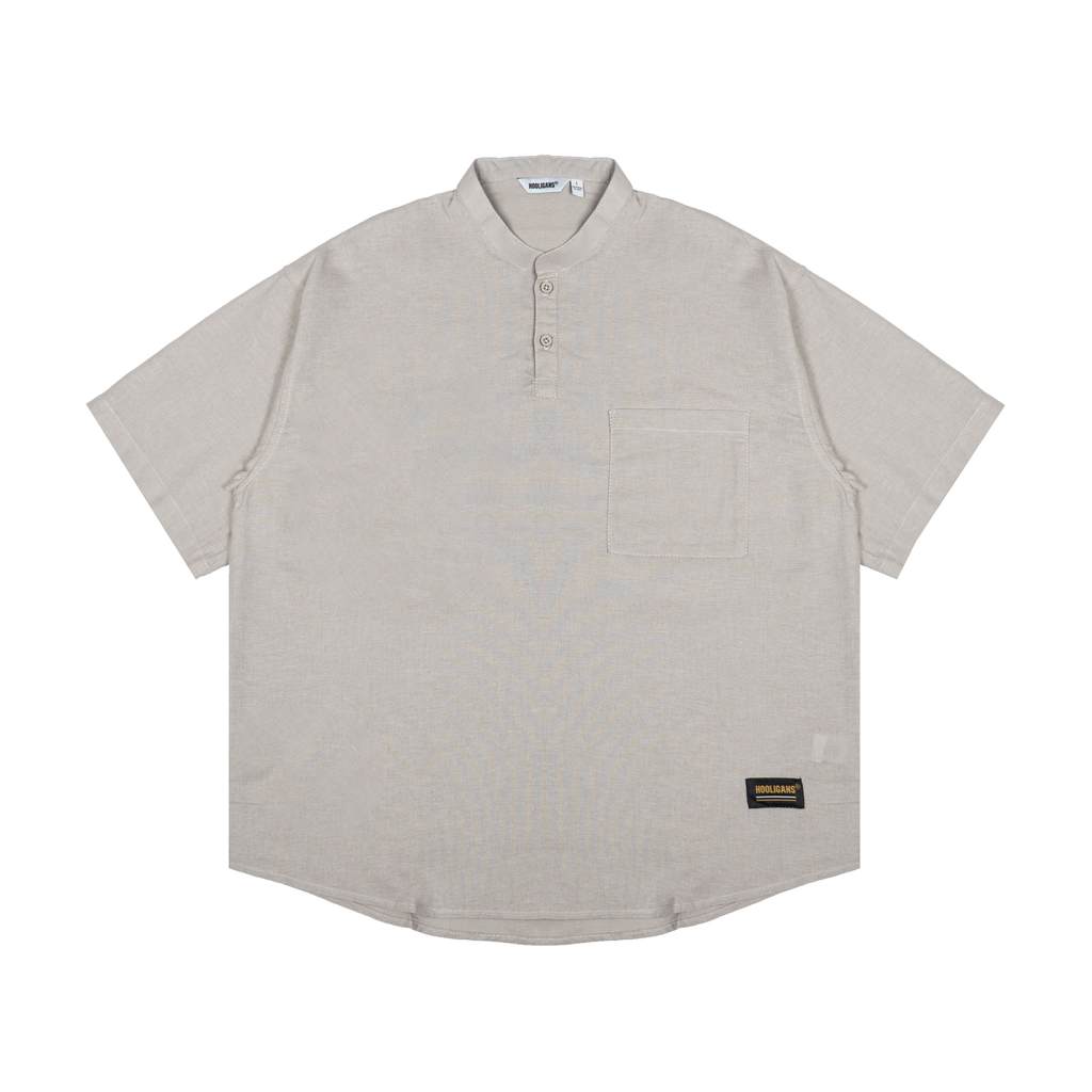 KEMEJA Hooligans Koko Shirt SS Boxy Oversize Zizou - Soft Beige