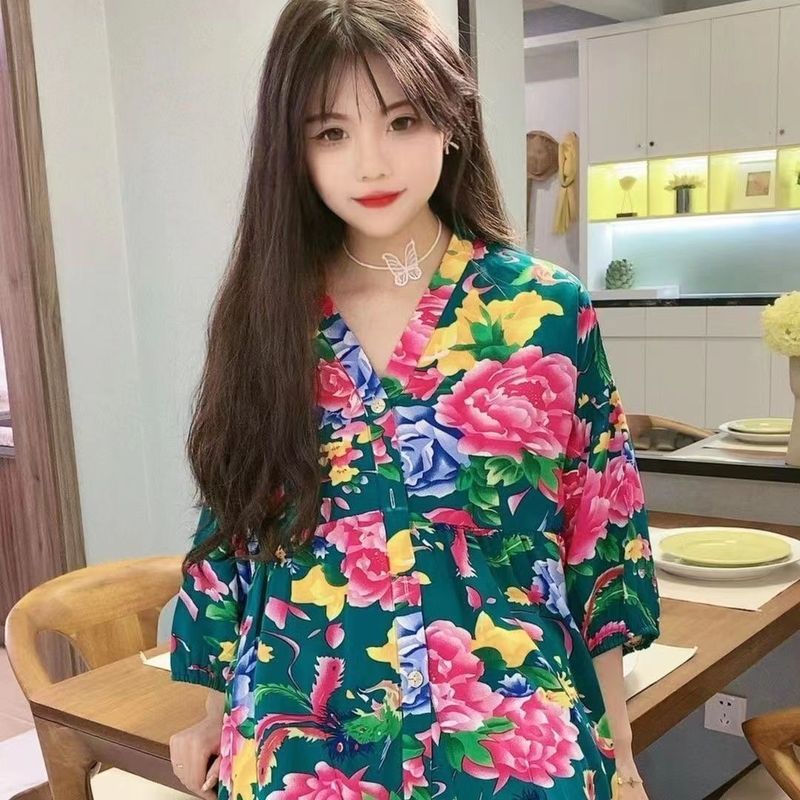 特大码胖mm300斤睡衣女春秋松休闲家居服可外穿夏宽松月子服112.2Extra-large Size Fat Mm 300kg Pajamas for Women, Spr and Autumn P