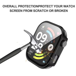 กระจกนิรภัยกรณีพีซีสายรัดซิลิโคนสำหรับนาฬิกา for Redmi Watch 6 5 4 สายรัดยางป้องกันหน้าจอสำหรับนาฬิกา for Redmi Watch 5