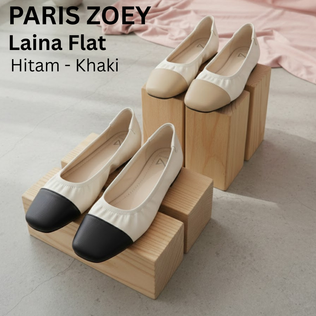 Paris Zoey Women Khaki/Black Elasticity - Laria Flat