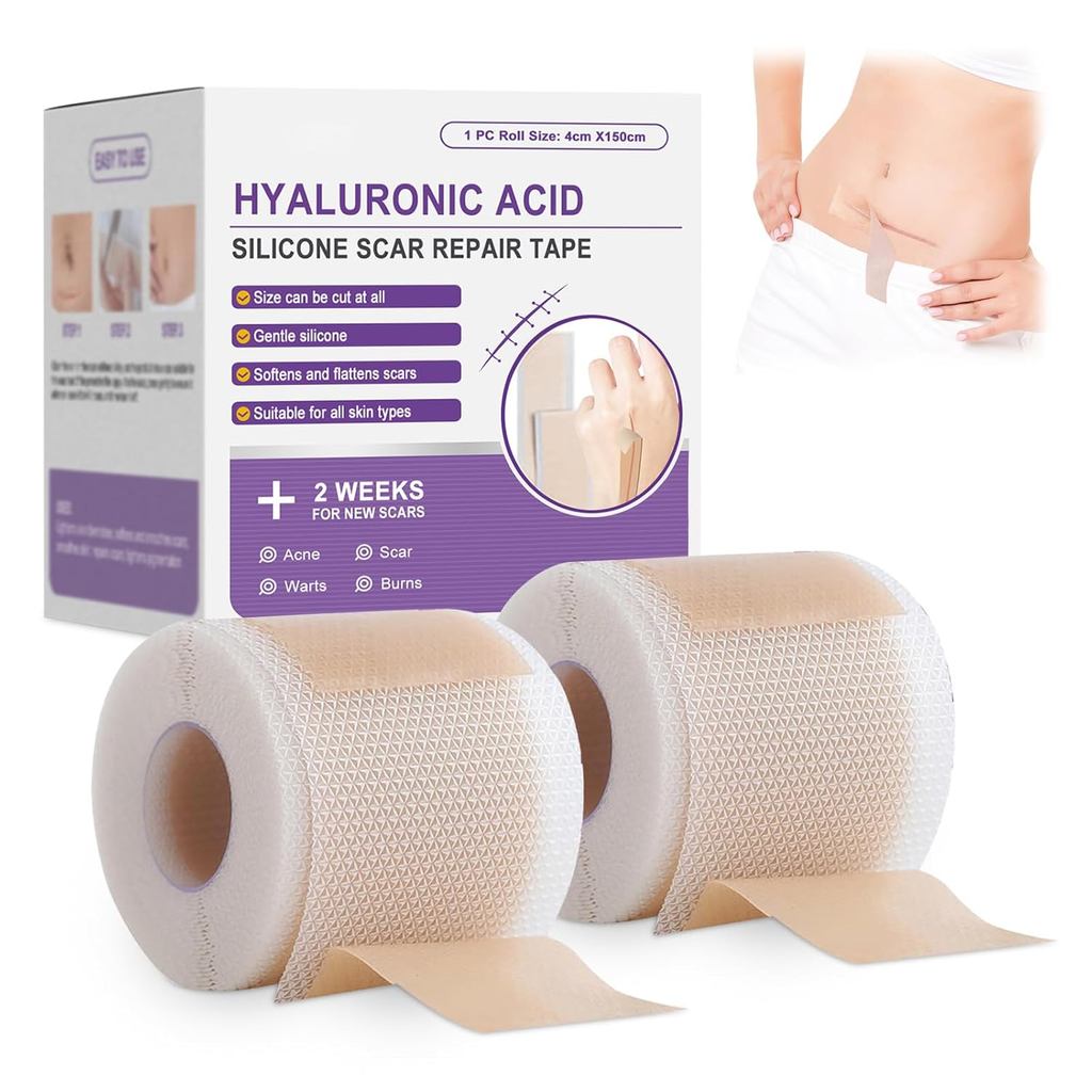 2PCS Hyaluronic Acid Nano Repair Tape,Hyaluronic Acid Silicone Scar Tape,Silicone Scar & Wrinkle Tap