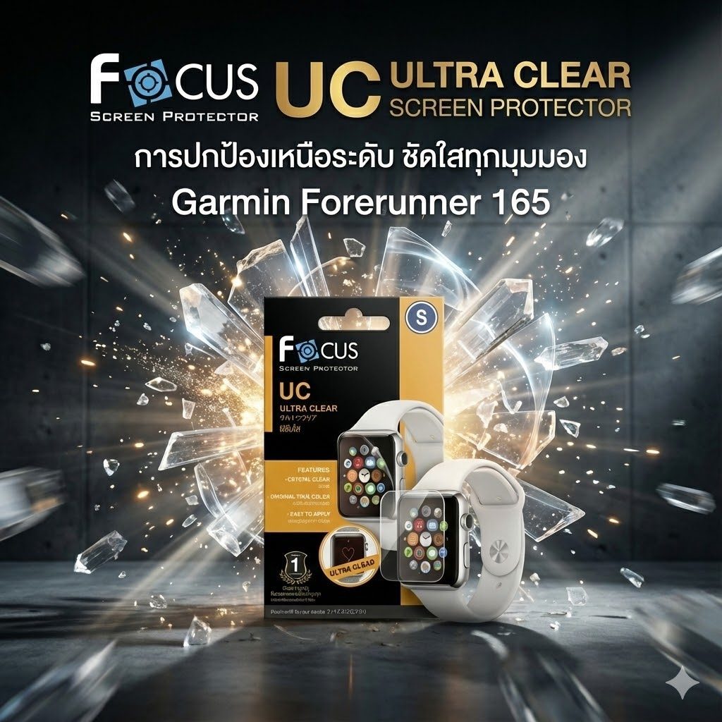 ฟิล์มใส โฟกัส Focus  Garmin Forerunner 165 Ultra clear Film  ฟิล์มกันรอย