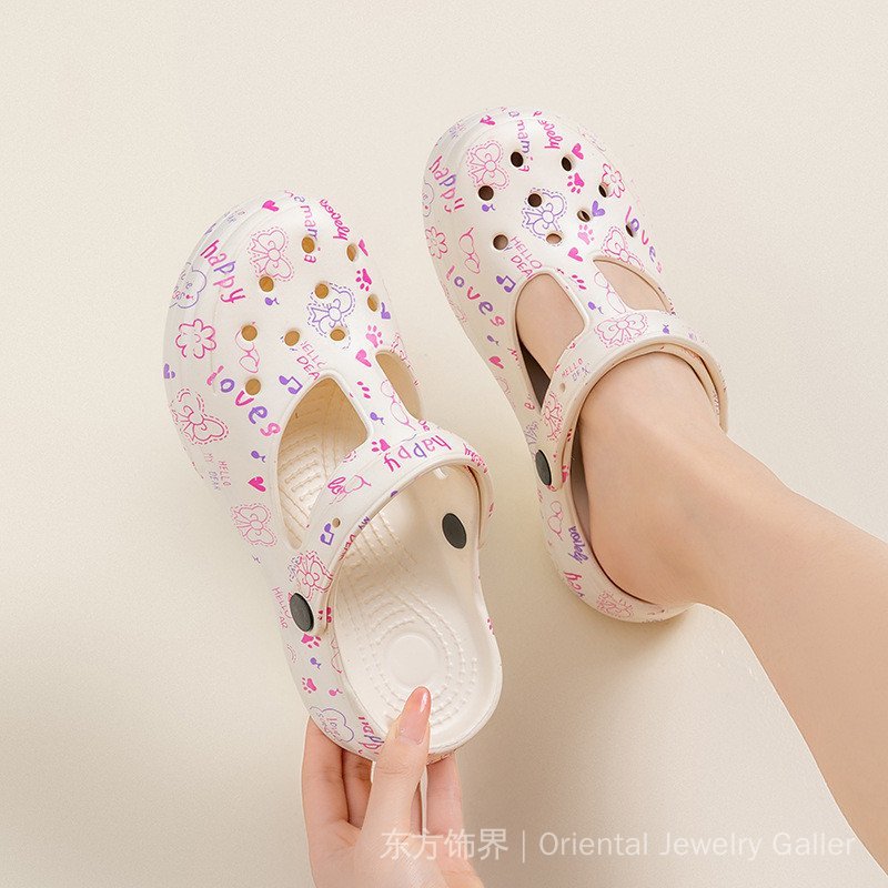 ผู้หญิงฤดูร้อนรูปแบบใหม่น้ําหนักเบาเป็นพิเศษเป่าโถวพิมพ์หนาSoled Anti-Slip Hole รองเท้าแตะ - รูปที่ 2