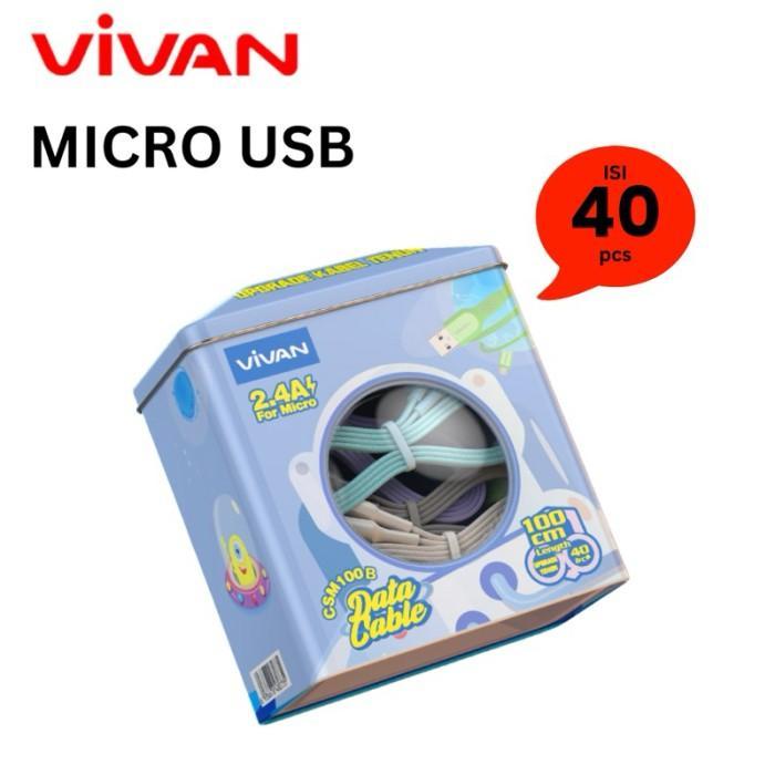 GG VIVAN DATA CHARGER CABLE CSM100B MICRO USB / CABLE BRAIDED UPGRADED MORE DURABLE 2.4A 100CM