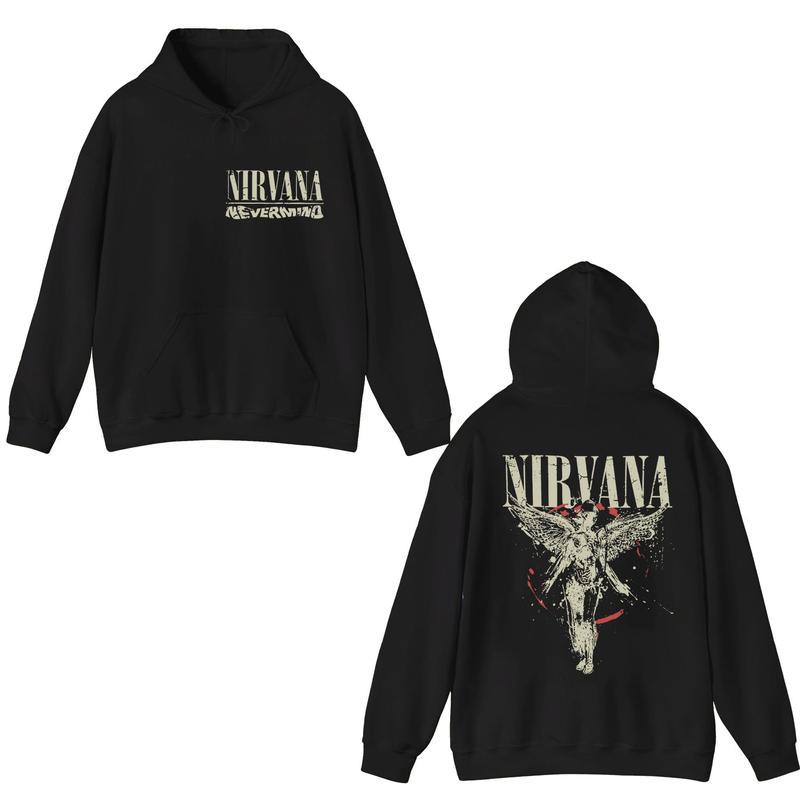 เสื้อฮู้ด เสื้อแจ็คเก็ตเสื้อกันหนาวมีฮู้ดผู้ชายผู้หญิงจัมโบ้ Oversize Nirvana Nevermind Angel ขนแกะ 
