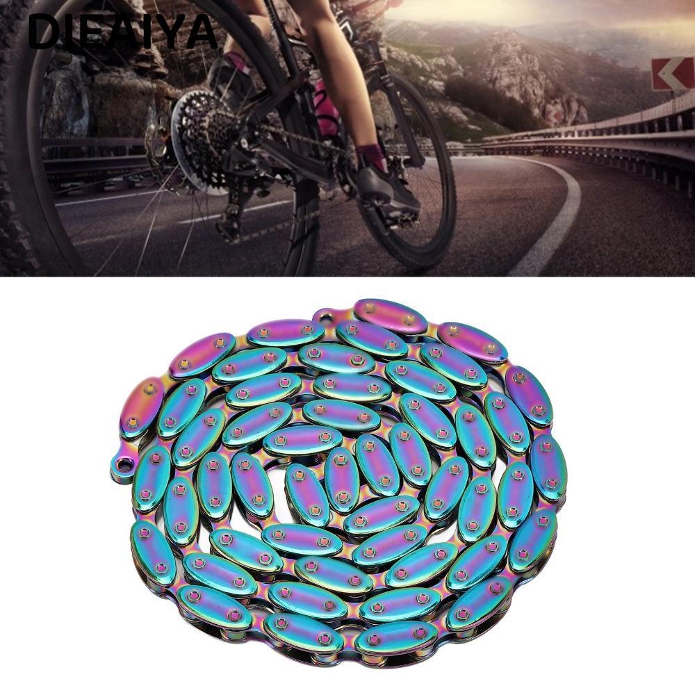 DIEAIYA โซ่จักรยานความเร็วเดี่ยว, Rainbow Rugby FIXED Gear Chain, เหล็กแมงกานีสทนทาน 100 Links โซ่จั