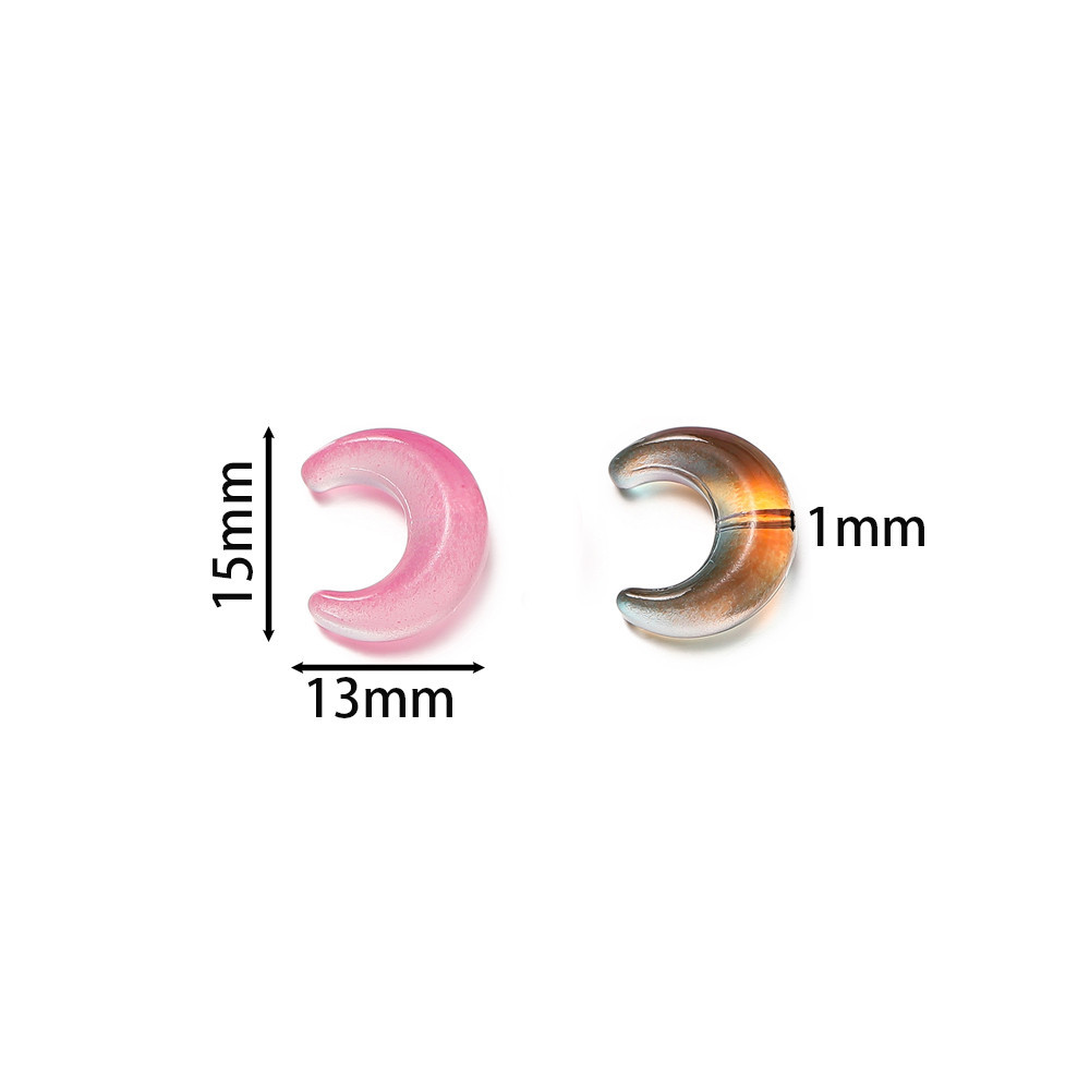 St.kunkka ลูกปัดแก้ว10ชิ้นสีน้ำมันใสลูกปัดร้อยดวงจันทร์สำหรับการทำสร้อยข้อมือสร้อยคอแบบทำมือ - รูปที่ 3