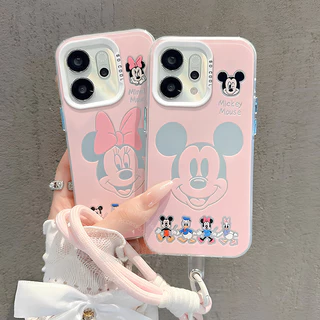 เคส OPPO Reno 14 14F 15 15F 16 16F 5G เคส OPPO Reno 14 15 16 Pro Max 5G Case เคสน่ารักมิกกี้ มินนี่ เมาส์ กันกระแทก พร้อมสายคล้องโทรศัพท์ ขอบซิลิโคนอ่อนนุ่ม สำหรับผู้หญิง เด็กนักเรียน