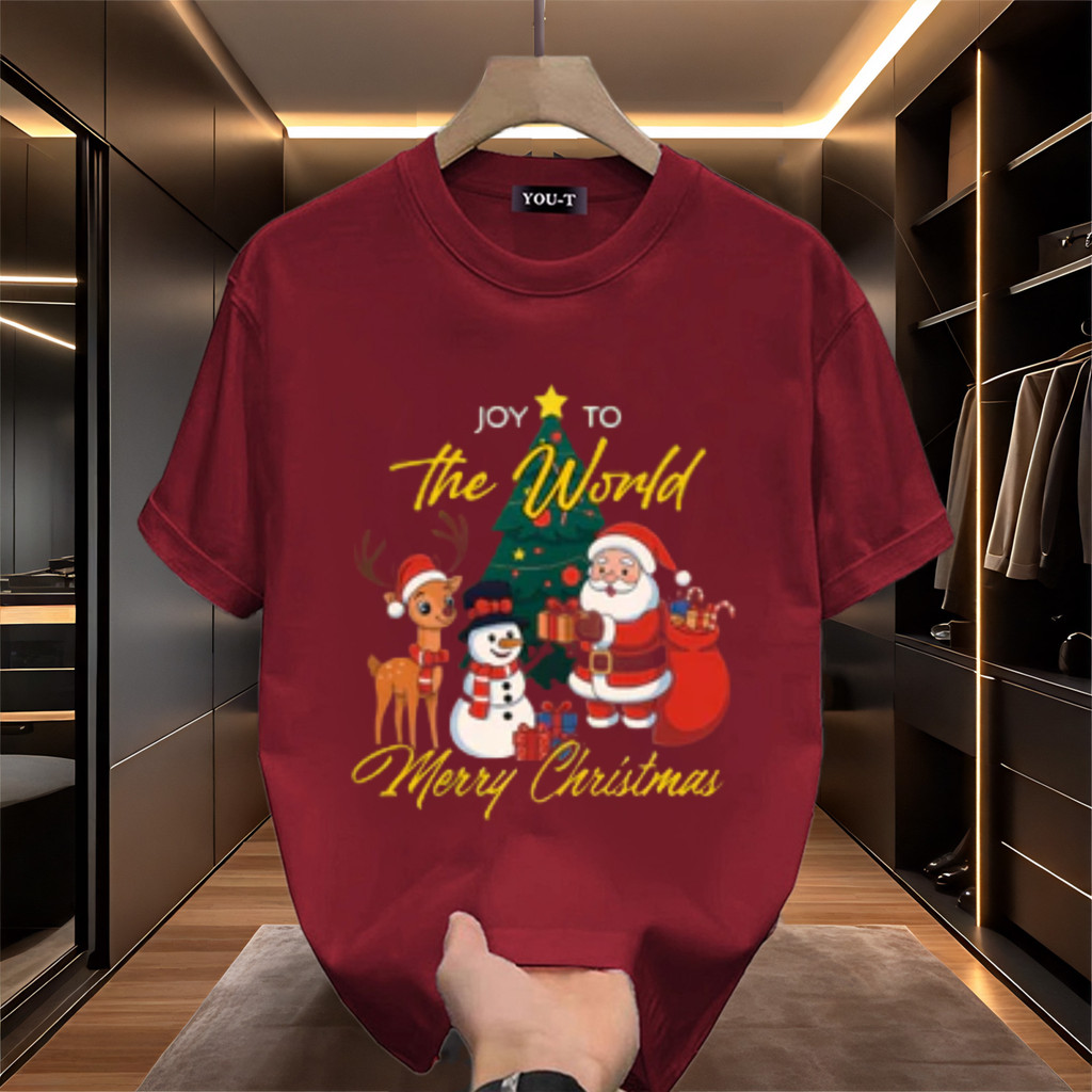 Basi💥เสื้อแฟชั่น เสื้อยืด oversize ผ้าฝ้าย100% แนวสตรีท ไม่ต้องรีดผ้า สวมใส่สบาย ผ้านิ่ม  ลาย  “Merry Christmas”