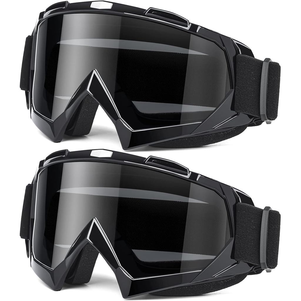 Adult Dirt Bike Goggles, 2-Pack ATV Motorcycle Goggles for Men & Women, Wide Vision Riding Off-Road 