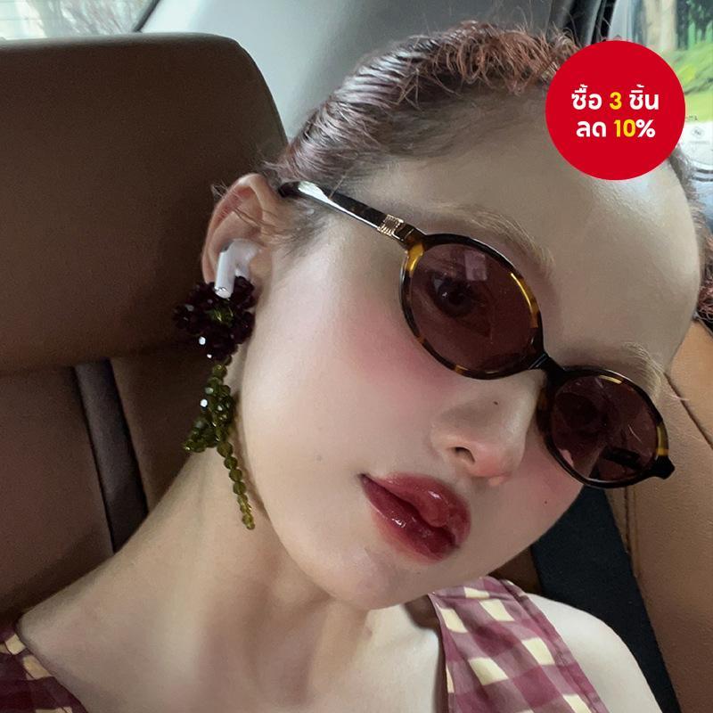 อินเทรนด์เกาหลีย้อนยุคแว่นกันแดดรูปไข่สําหรับผู้หญิงผู้ชายวินเทจกรอบขนาดเล็กป้องกันรังสียูวี400ป้องกันแฟชั่นเฉดสี