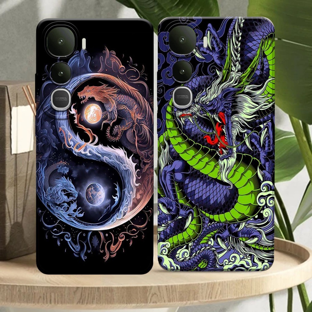 M0P Softcase Hp Vivo Y400 ล่าสุด 2025 Dragon Motif - เคส Hp Cool - เคส Hp ปัจจุบัน - กล้องซิลิโคน Hp