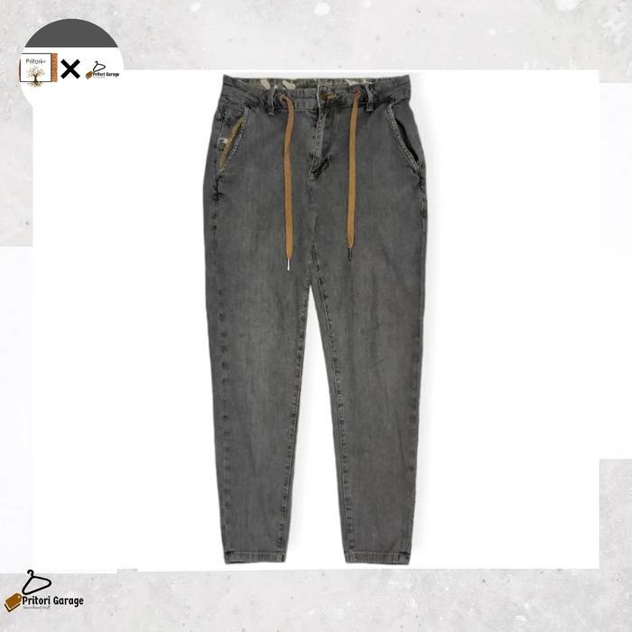 Soft Ankle Jeans Dry Denim Drawstring Fashion Army Skinny Fit Grey Wash 28