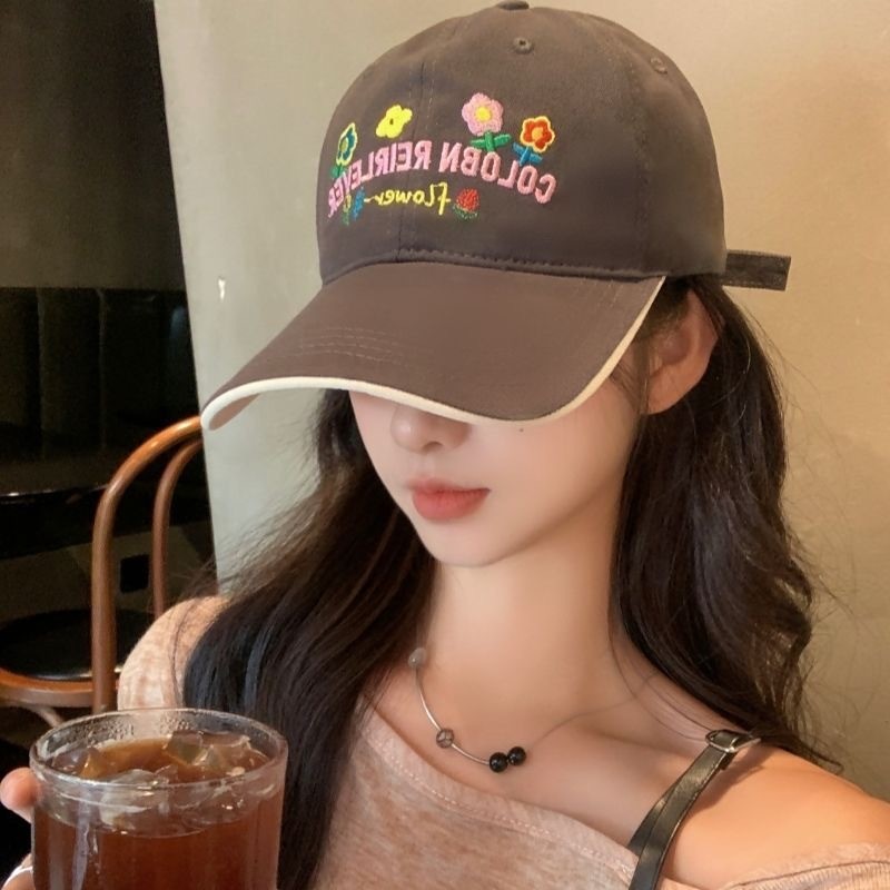 Miss_J พร้อมส่งจากกทม🎀หมวกเบสบอลปักดอกไม้ หมวกกันแดดสีมาการอง น่ารักหวาน - รูปที่ 4