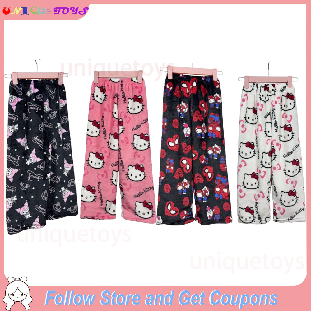 ชุดนอนกางเกง Hello Kitty &amp; Kuromi สำหรับชายและหญิง หนากำลังดี อบอุ่น ของขวัญวันเกิดและคริสต์มาสดีๆ