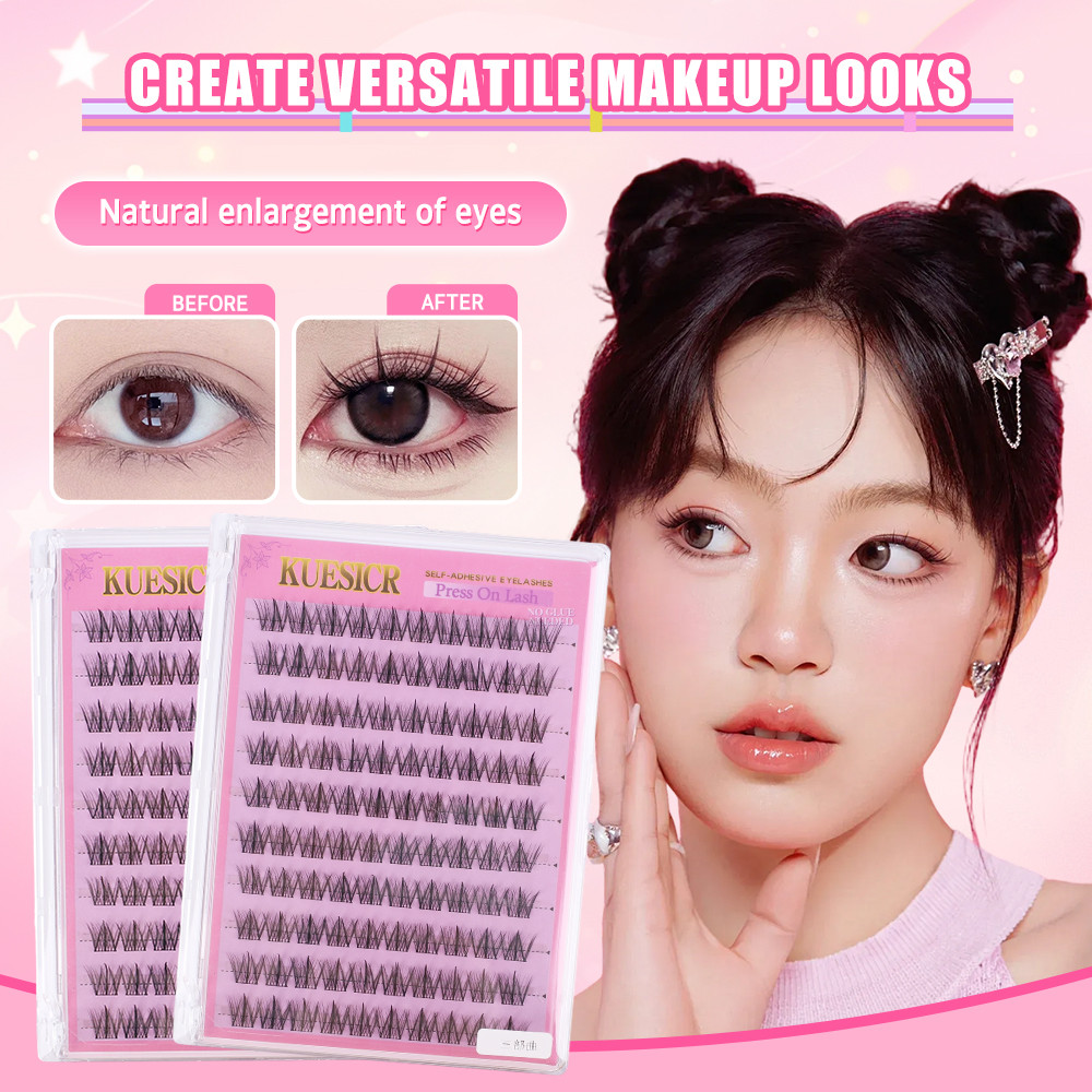 【ไม่ต้องใช้กาว】KUESICR ขนตาปลอม Su Daji แบบไม่มีกาว ก้านเล็ก ต่อขนตาล่างแบบธรรมชาติ เปลวไฟเล็ก