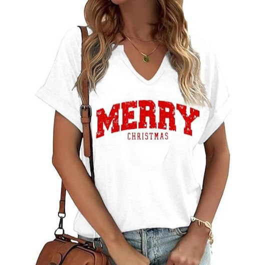 2025 European-border easons Newwish Beauty角V领宽松休闲短袖短袖上衣2025 cross-border การค้าต่างประเทศใหม่ wi/202