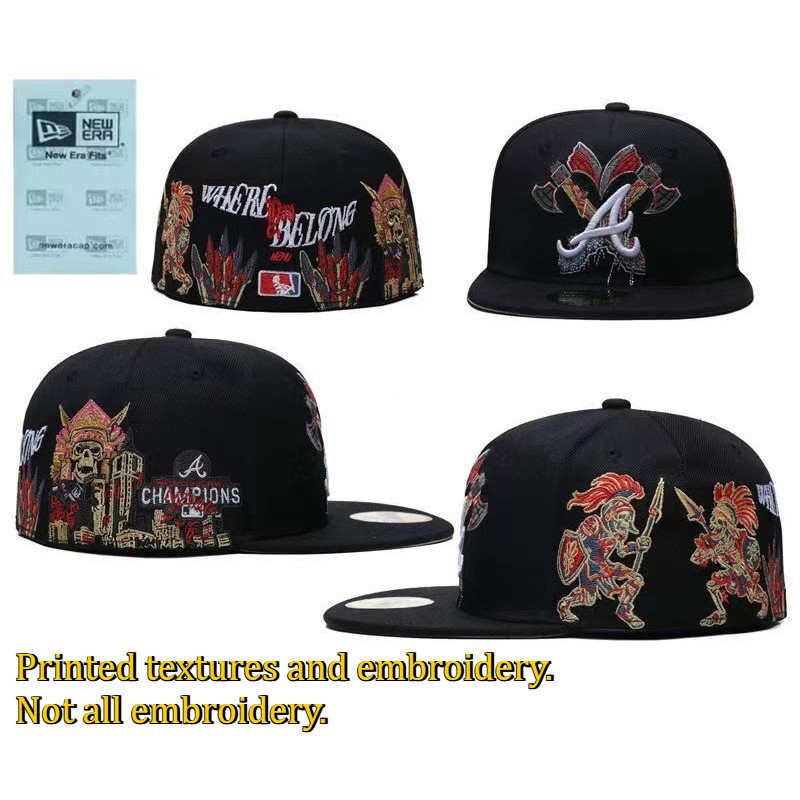 Atlanta Braves Skull&Axe Where You Belong Fit Hat Mens Flat Brimed Fashion Baseball Cap 9J4E