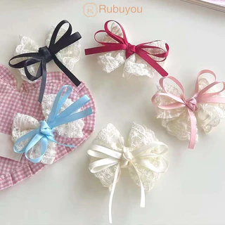Rubuyou กิ๊บติดผม ลูกไม้น่ารัก Bowknot Hairpin Duckbill เกาหลีหวาน คลิปด้านข้าง Bangs เครื่องประดับผม นักเรียนสำหรับผู้ห