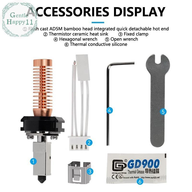 GentleHappy สําหรับ Flashforge Adventurer 5M ชุดหัวฉีดอัพเกรด Hotend Pinting Quick-Detachable หัวฉีด AD5M Hard เหล็กหัวฉีดชุด 0.4 มม.TH - รูปที่ 3