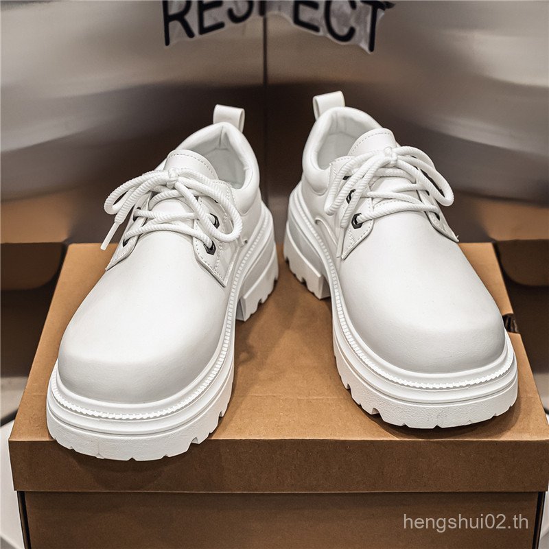 Derby รองเท้าผู้ชายสไตล์ใหม่สไตล์อังกฤษ Casual All-Match หนาSoled Heightened สีขาว Odd Big Toe รองเท้าหนัง ZABR