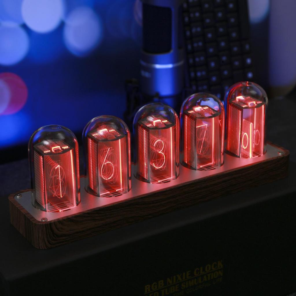 [svzfjuv] Nixie Tube นาฬิกาปรับ RGB จอแสดงผล LED มัลติฟังก์ชั่นนาฬิกา Nixie Tube นาฬิกาดิจิตอลสําหรั