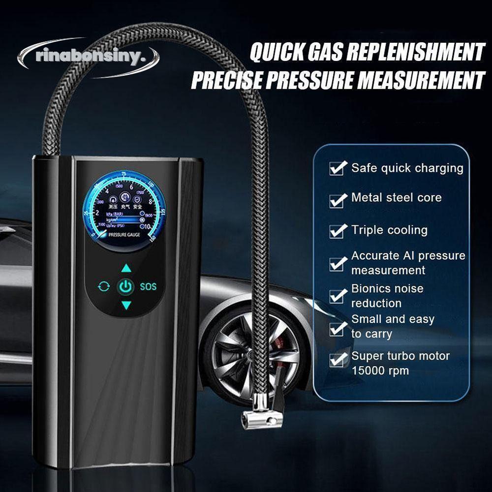 RINABONSINY รถ Inflator ปั๊มไฟฟ้า Inflator แบบพกพาสําหรับรถจักรยานยนต์จักรยานเรือ Tyre Inflator