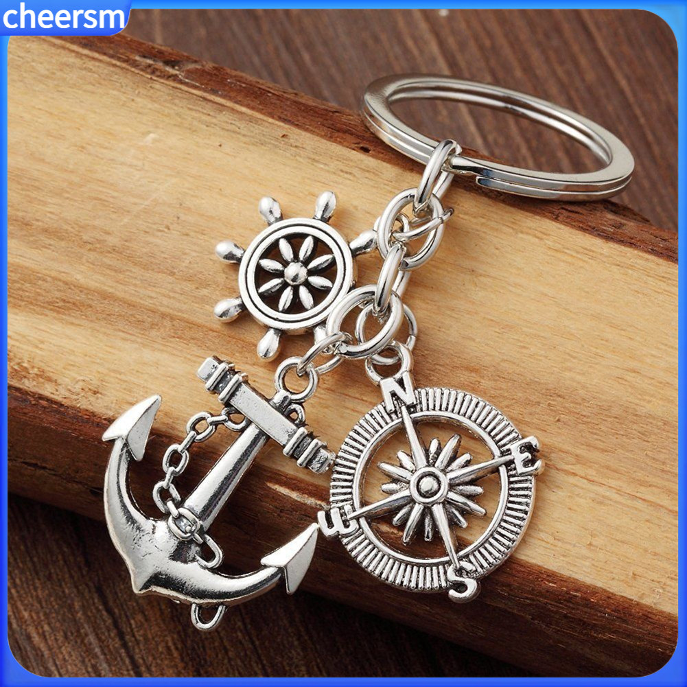 CHE♥ เข็มทิศ Anchor หางเสือ จี้พวงกุญแจ พวงกุญแจ ครอบครัวเพื่อนของขวัญ