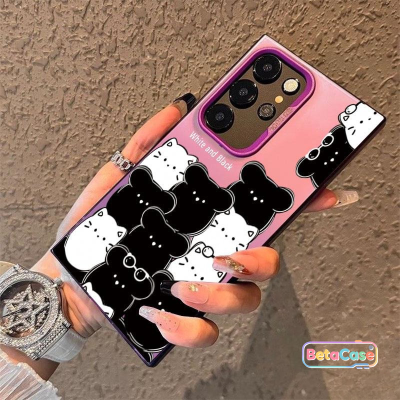 แมวการ์ตูนน่ารักขาวดํา S25 ULTRA, S25 Edge, S24 ULTRA, S24 Plus, S24FE, S23ULTRA, S23PLUS, S23FE, S23, S22ULTRA, S22 ราคา ถูกที่สุด ดีลบีเคเค แกลเลอรีภาพที่ 5