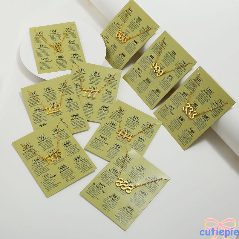 Cutie Angel Number สร้อยคอ 111 222 333 444 555 666 777 888 999 สร้อยคอสแตนเลสสร้อยคอที่กําหนดเองครบร