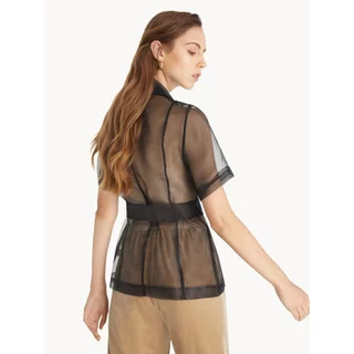 [Pomelo] tmpneedtobechange / Sheer Double Breasted Shirt