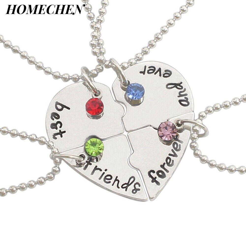 HOMECHEN 4 Bff Friend Love Necklace Best Friend Froever Womens Necklace