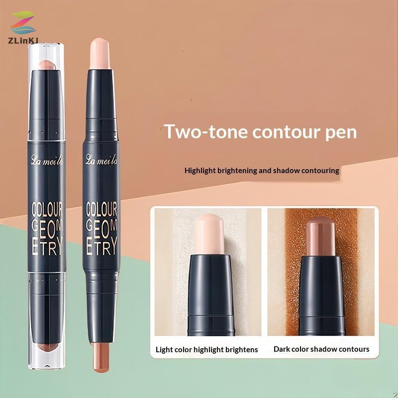 ZLinKJ 2in1 Double-ended คอนซีลเลอร์ Stick High Coverage กันน้ําสําหรับแต่งหน้าใบหน้าน้ําหนักเบายาวน