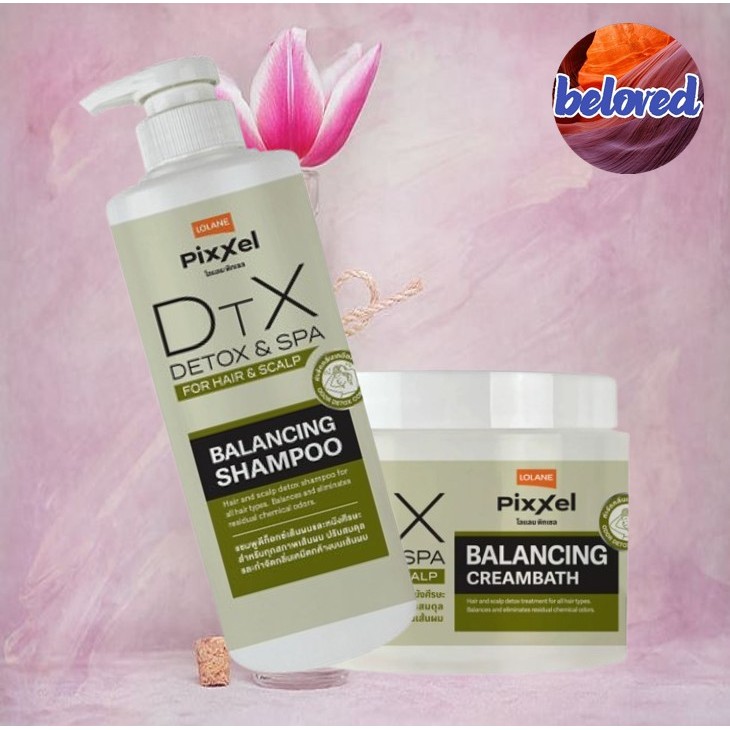 LOLANE Pixxel Detox & Spa Balancing Shampoo/Creambath สูตรปรับสมดุลเส้นผมและหนังศีรษะ ขจัดความมันตกค้าง กลิ่นอับบนหนังศี
