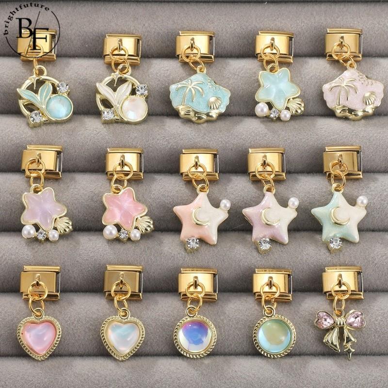 สร้อยข้อมือเพชร Fishtail แบบอิตาเลียน Charms สแตนเลส DIY สำหรับทำเอง สไตล์เรโทร