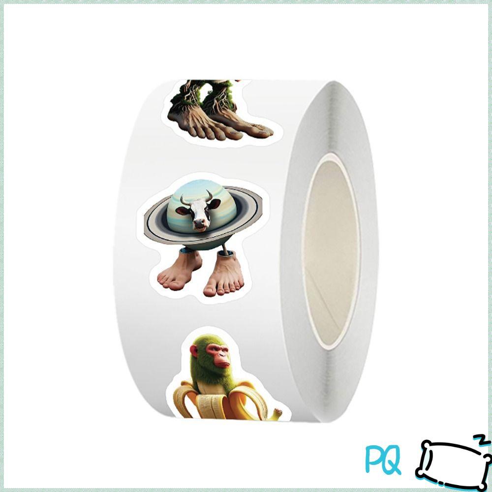 PQ 500 ชิ้น/ม้วน DIY สติกเกอร์, PVC การ์ตูนปิดผนึกสติกเกอร์, ภาษาอิตาลี Brainrot AI บทคัดย่อ Tung Sa