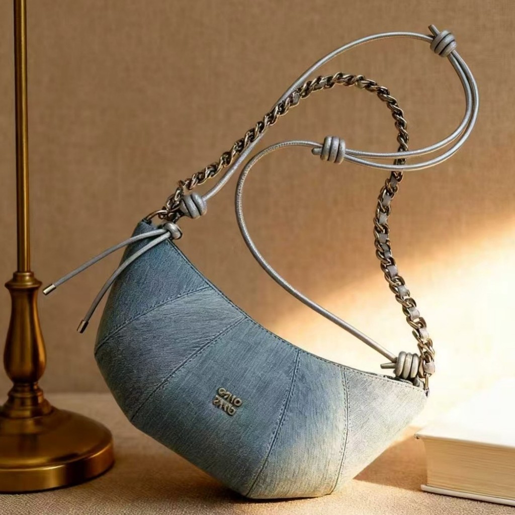 South Style Chio2nd Chio2nd Chio2nd Street Corner Crescent Bag Original Niche Denim Blue Shoulder Me